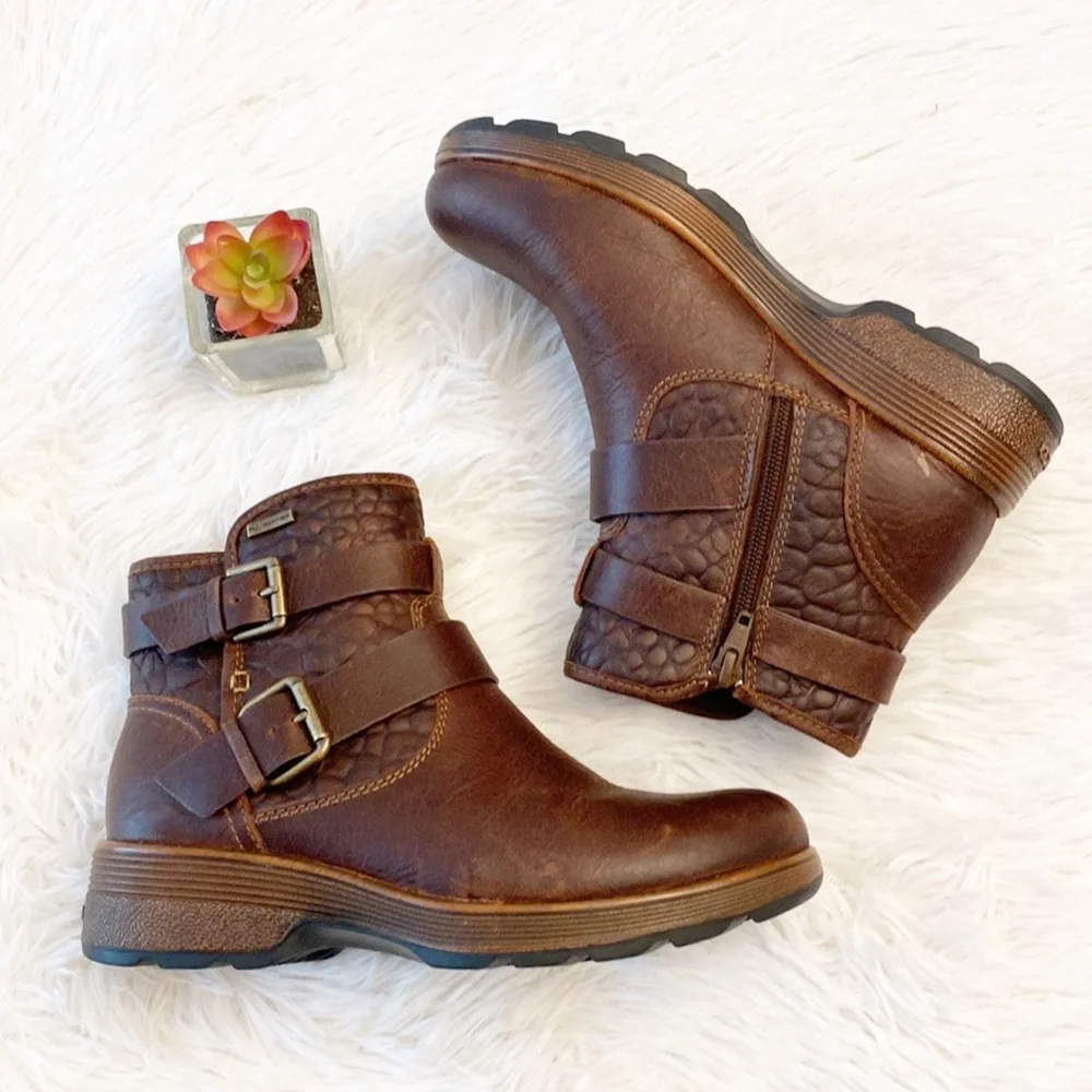 NEW BLONDO x Zappos  | Brown leather waterproof heel combat ankle boots women 6 - Picture 6 of 9